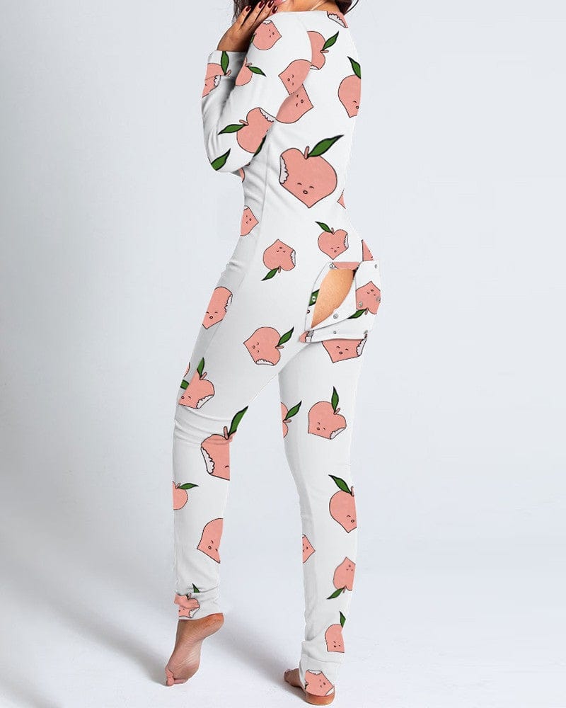 3 XL / 5 2022 custom logo solid color long sleeve adult for women pajamas jumpsuit pajamas with butt flap women's sleepwear
