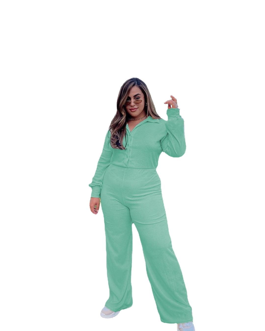 3 XL / BK6891-2 Plus size women's new lapel shirt jumpsuit