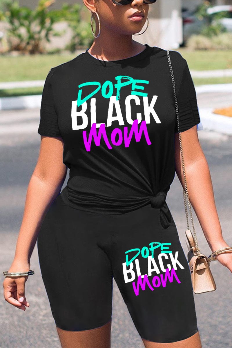 3 XL / Black Z92661 Fashion Y2K Casual Letter Print summer short Plus size womens two pieces sets