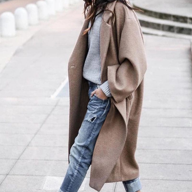 3 XL / Khaki D69B New 2022 Designs Autumn Winter Printed Casual Long Overcoat Women's Plus Size Trench Coats for Ladies