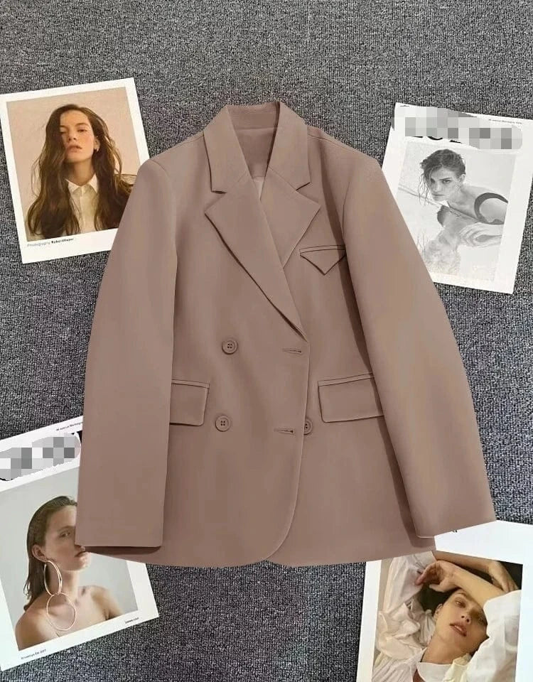 3 XL / Khaki Spring and Autumn New Plus size Fashionable Elegant loose High-end suit Slimming top age-reducing Suit coat For women