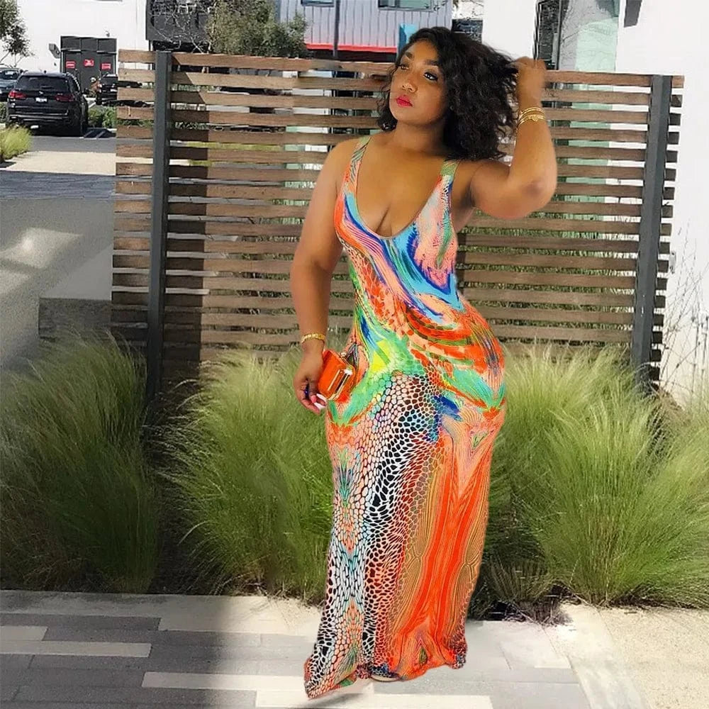 3 XL / Orange Casual Sundress Ladies Sun Club Bridesmaid Evening Dresses Long Plus Size Women's Dresses Party Sexy maxi Summer Women Dress
