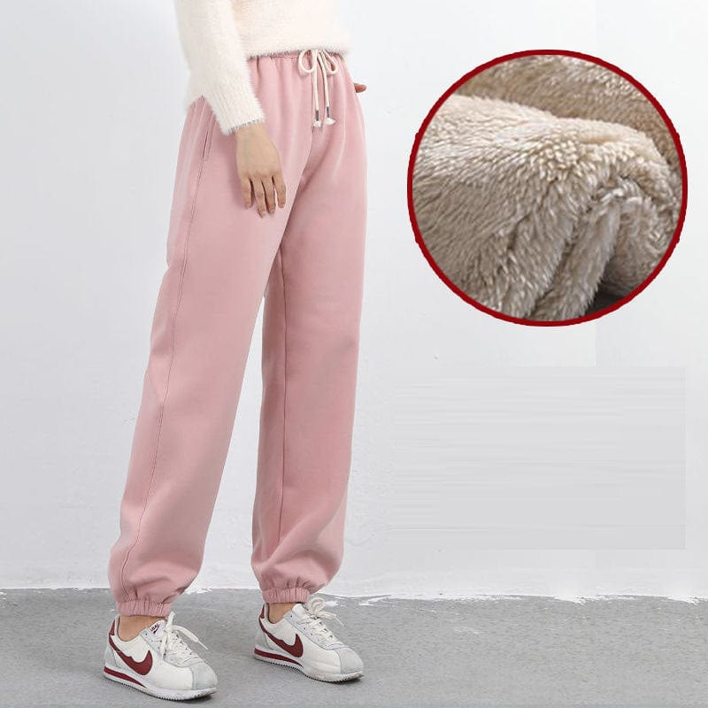 3 XL / pink solid Autumn and winter Plush thickened sweatpants women trousers loose large warm Running Jogger casual pants