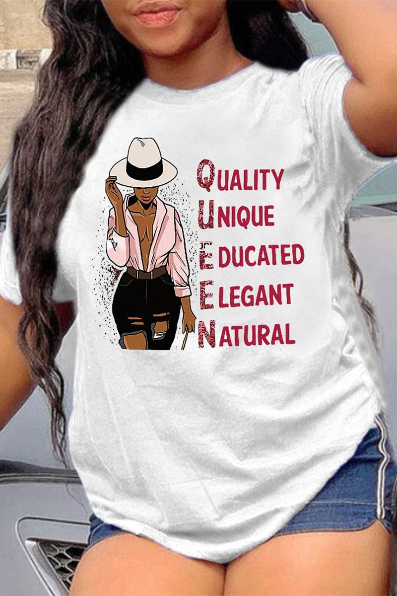 3 XL / White Pink Z87913 Fashion graphic plain organic Casual women's letter Print plus size t-shirt