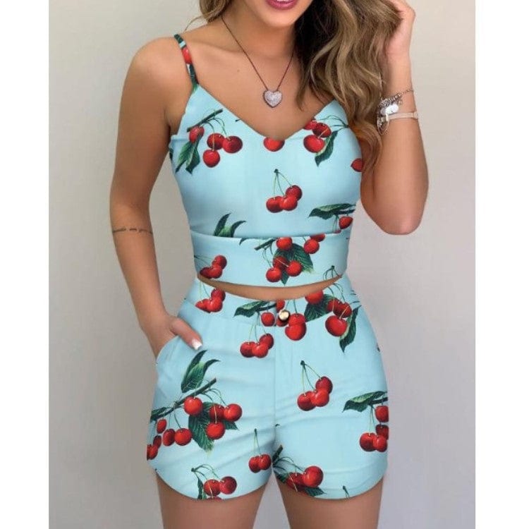 3 XL / Y618 picture color-7 OCS Wholesale 2022 Summer Fashion Strap Top Two Piece Shorts Sets Youth Women's Clothing