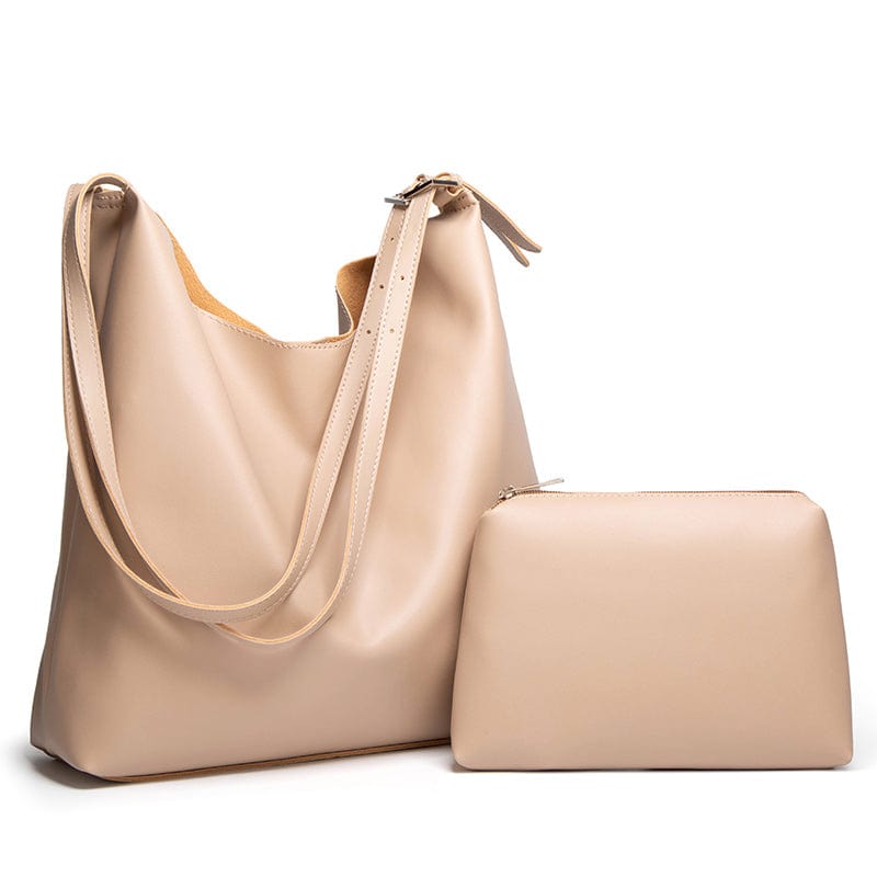 30*10*31cm / Light Brown new design soft pu leather shoulder bag handbag wholesale handbag set