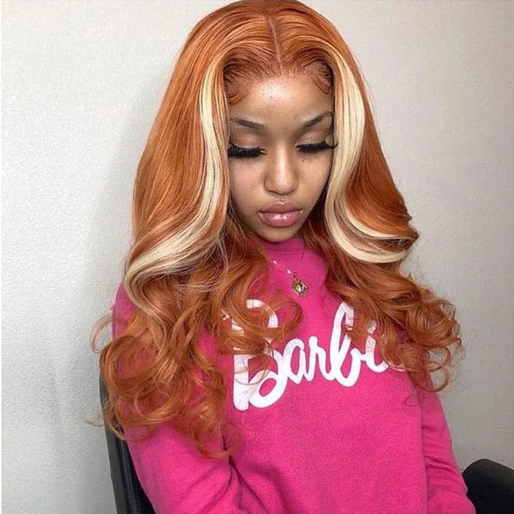 30 Inch Ginger Body Wave  13x4 Hd  transparent Lace Frontal Wig 613 Blonde Colored Lace Front Human Hair Wigs For black Women