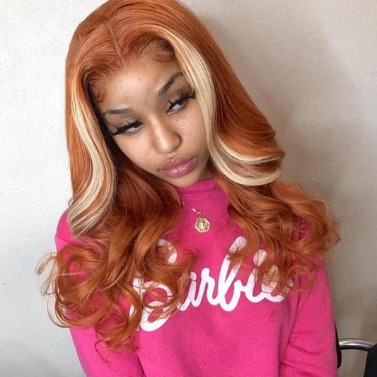 30 Inch Ginger Body Wave  13x4 Hd  transparent Lace Frontal Wig 613 Blonde Colored Lace Front Human Hair Wigs For black Women