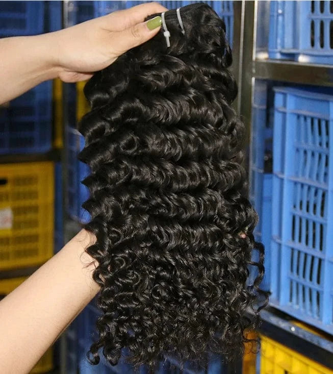 30 Inches / 10A Deep Wave Wholesale Hot Sale China Suppliers Raw Indian Hair 1b Black Straight Salon Hair Extension