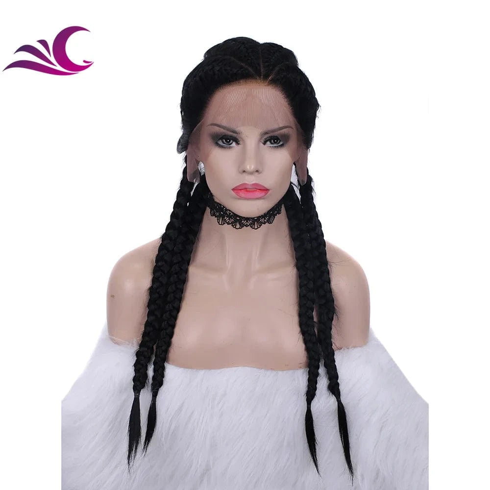 30 Inches / BH-#1B Celebrity braided synthetic hair wigs glueless braid lace wig african braided lace front wigs vendors for women