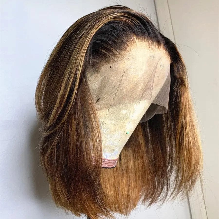 30 Inches / Ombre Honey Brown Color Bob Straight Short Wigs Ombre Honey Brown Wigs