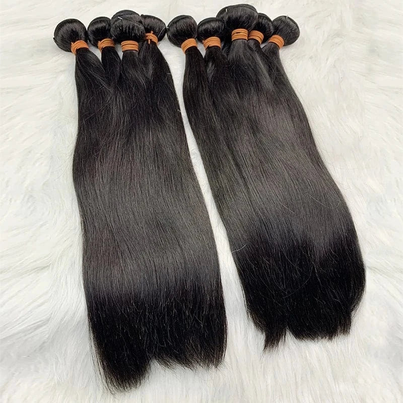 30 Inches / straight AngelBella Human Hair Blend Bundles With Closure High Quality Brazilian Hair Bundles Women Wig Hats Hair Extensions