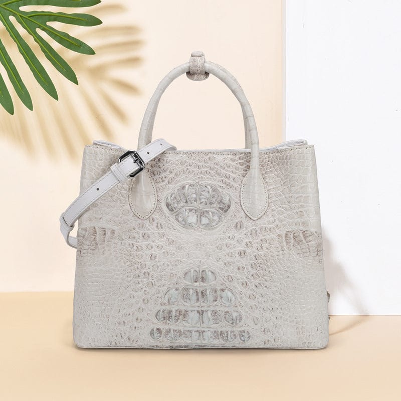 3045-white Westal Luxury Women 100% Genuine Crocodile Leather Handbag Purse and Handbag Leather Tote Bag Women