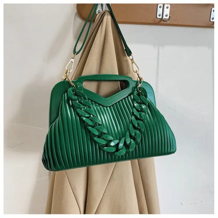 30X19X11CM / green Top Brand Pleated Woman Handbag Designer Shoulder Bag for Women Clutch Purses Trendy Leather Crossbody Bags