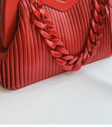 30X19X11CM / Red Top Brand Pleated Woman Handbag Designer Shoulder Bag for Women Clutch Purses Trendy Leather Crossbody Bags