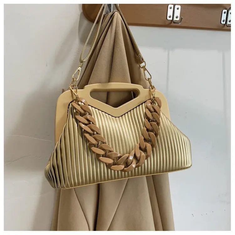 30X19X11CM / Yellow Top Brand Pleated Woman Handbag Designer Shoulder Bag for Women Clutch Purses Trendy Leather Crossbody Bags