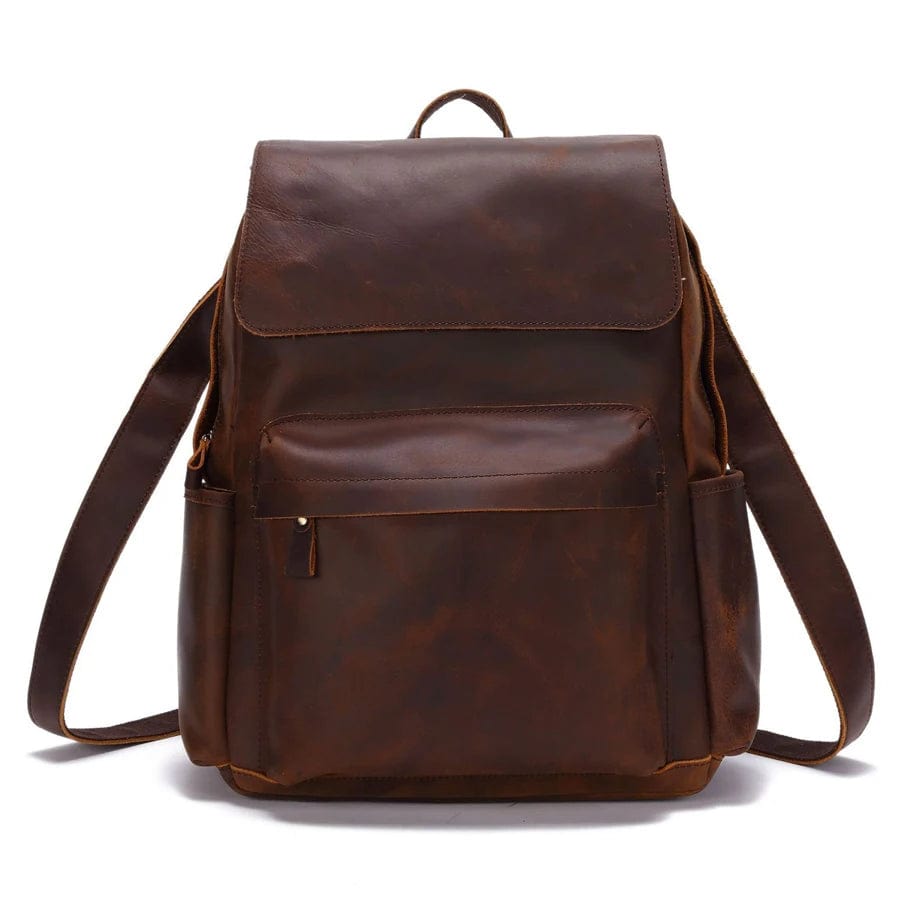 31*13*41cm / Darker brown In Stocks Customs Laptop Backpacks Crazy Horse Leather Bag women Dark Brown 100% Genuine Leather Backpack