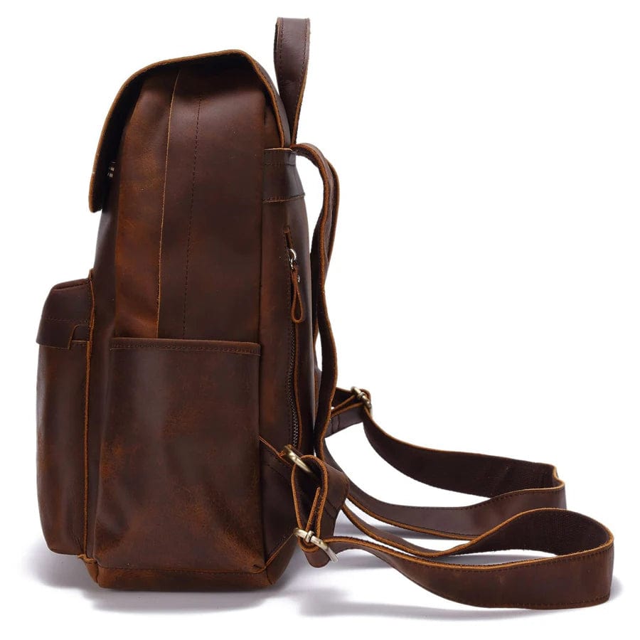 31*13*41cm / Darker brown In Stocks Customs Laptop Backpacks Crazy Horse Leather Bag women Dark Brown 100% Genuine Leather Backpack