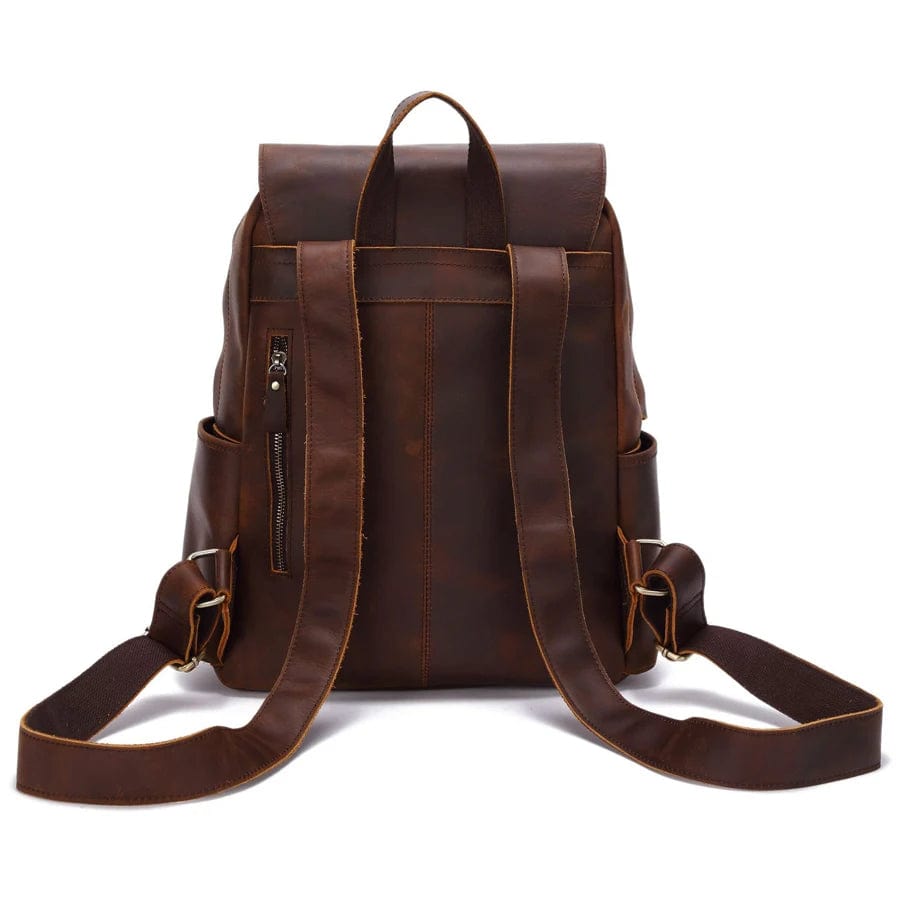 31*13*41cm / Darker brown In Stocks Customs Laptop Backpacks Crazy Horse Leather Bag women Dark Brown 100% Genuine Leather Backpack