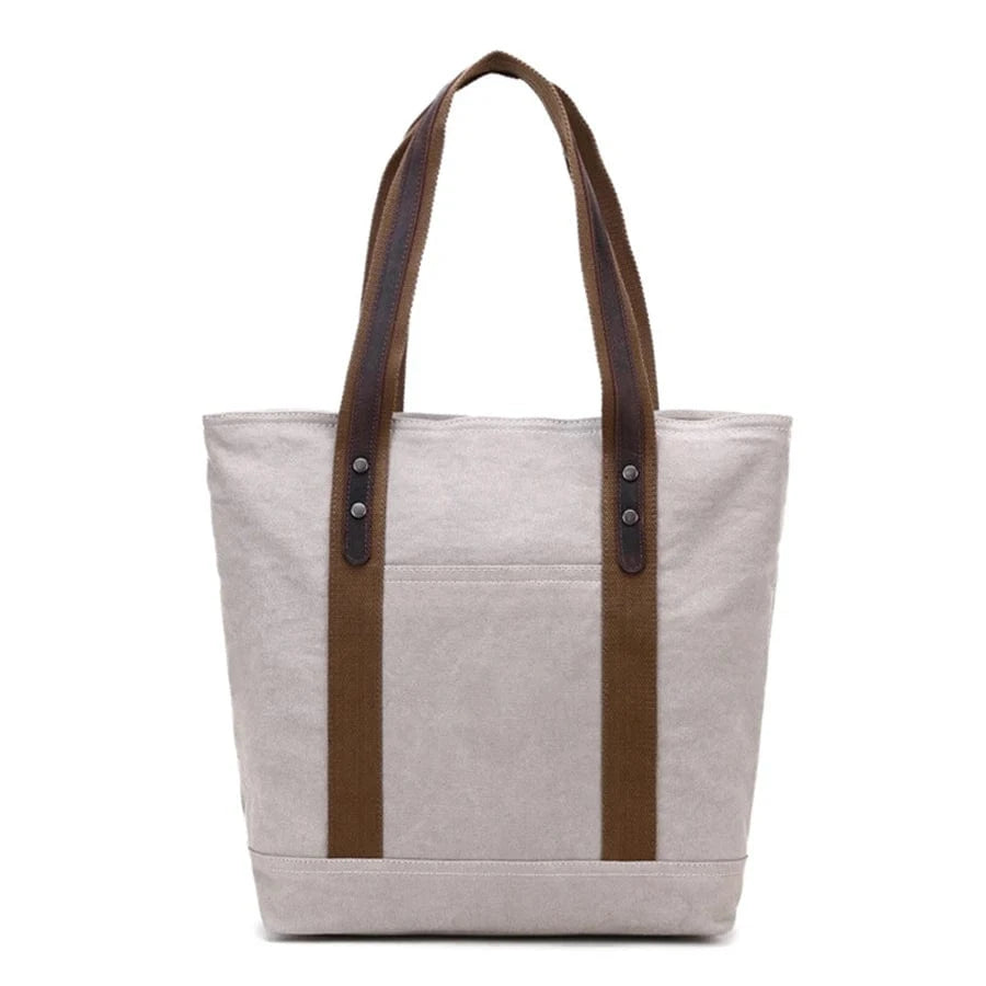 32*12*38cm / Beige In Stock Cotton Canvas handbag lady purse tote shoulder handbag