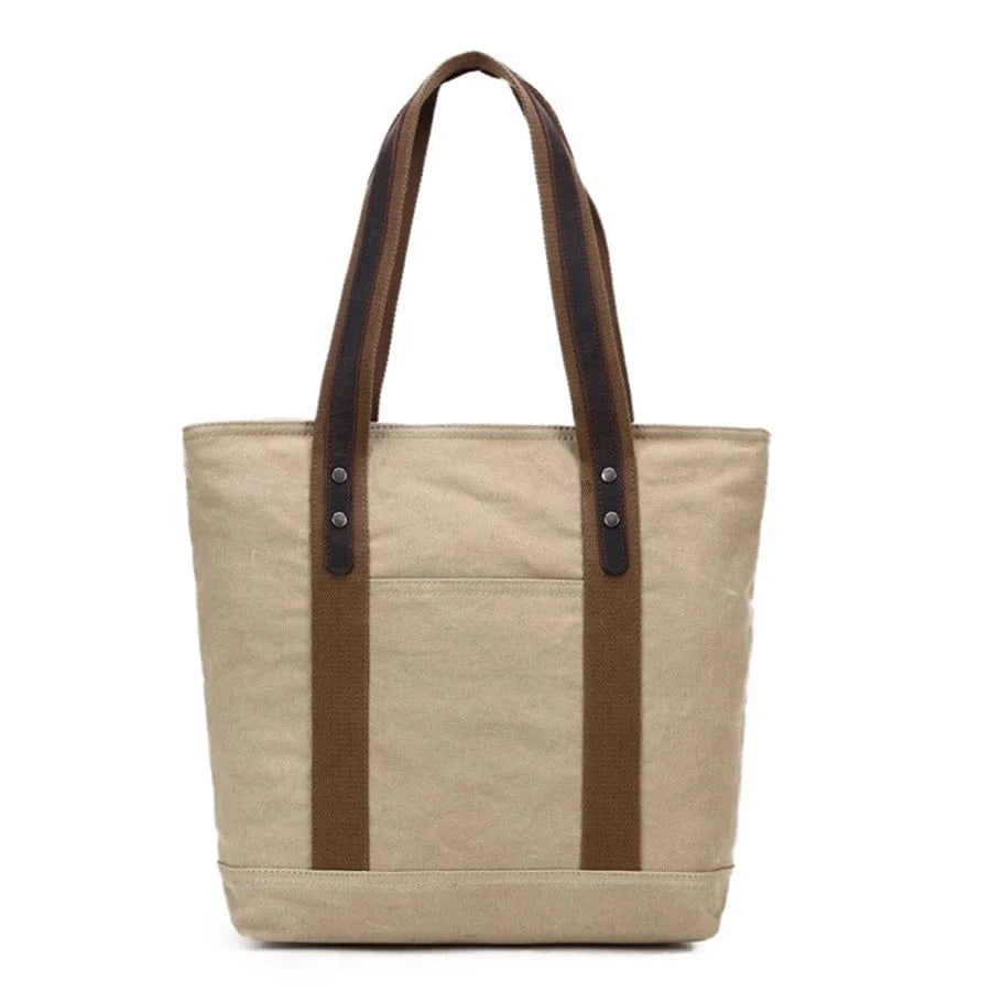 32*12*38cm / Khaki In Stock Cotton Canvas handbag lady purse tote shoulder handbag