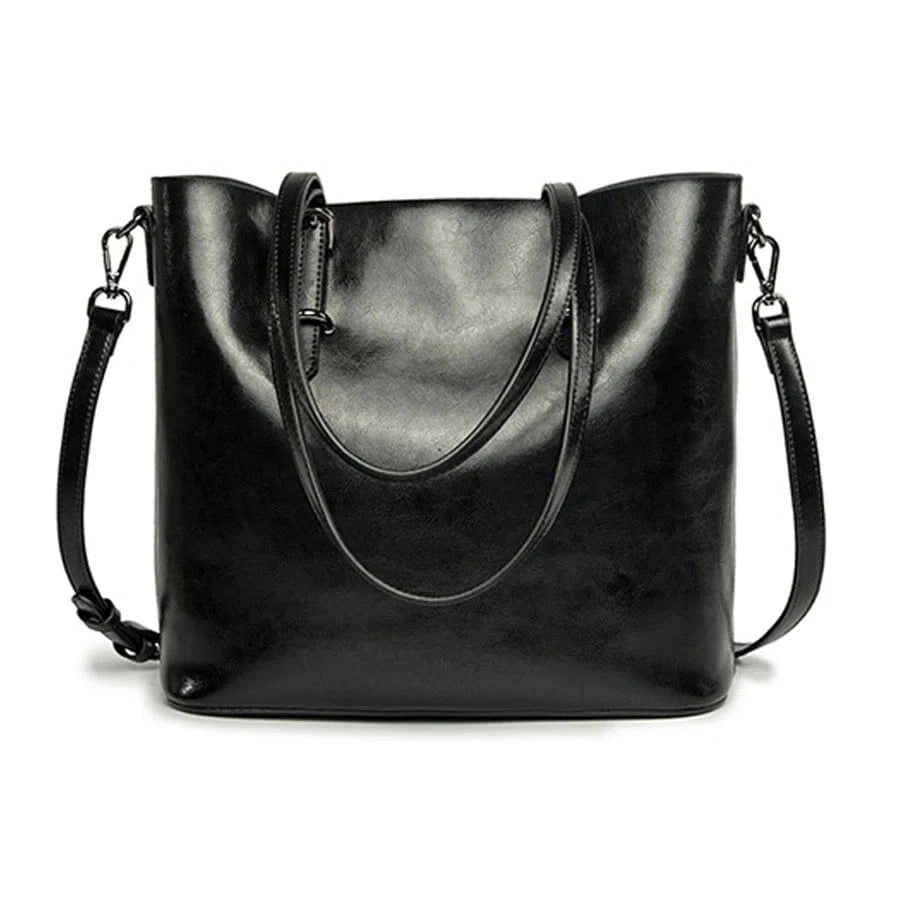 32*32*12cm / Black Women Shoulder Bag Fashion Women Handbags Oil Wax Leather Large Capacity Tote Bag Casual Messenger Bag