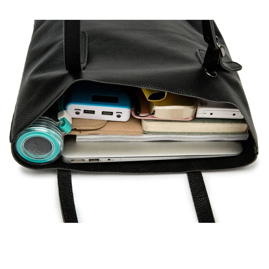 32*37*28cm&26*32cm / Black Shoulder Bag Women Genuine Leather Lady Shopping Handbag Female Student Classical Simple Fashion Shopper Casual Totes(Two bag)