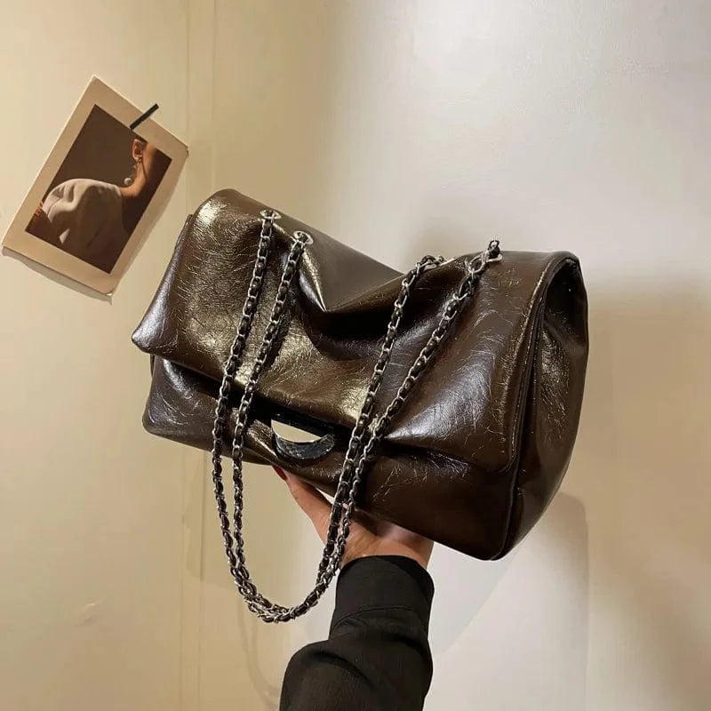 32x21x13cm / coffee Soft Leather Tote Lock Women Bags 2024 Fashion Women Shoulder Bags PU Leather Large Handbags Casual Ladies Crossbody Bag