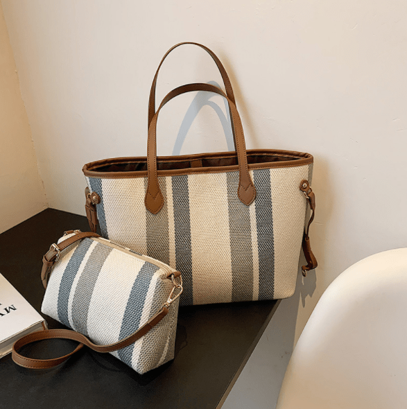 34*12*26cm / #1 Wholesale Large Capacity fashion stripe tote bag ladies underarm Casual handbag bag for  women