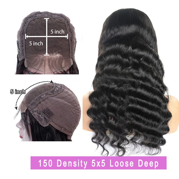 34 Inches / 150 density 5x5 Loose Deep 100% Virgin Human Hair Vendor Deep Wave Frontal Wig Curly Closure Frontal Wig 4x4 5x5 Lace Closure Wig