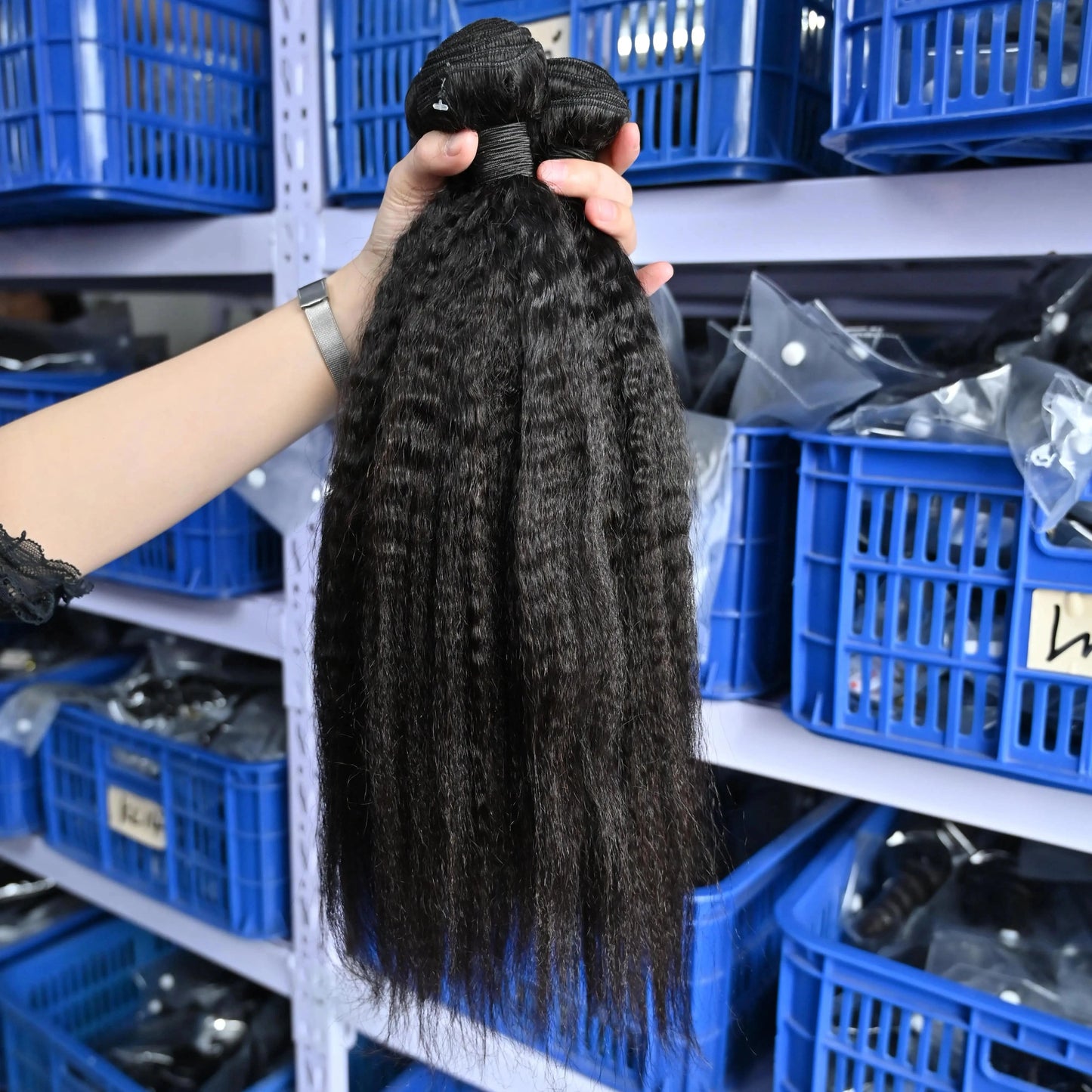 34 Inches / Top quality kinky straight bundles*1 12A Top Quality Brazilian Virgin Cuticle Aligned Human Thick silk Hair One Donor Bundles with Closure for weddings and parties