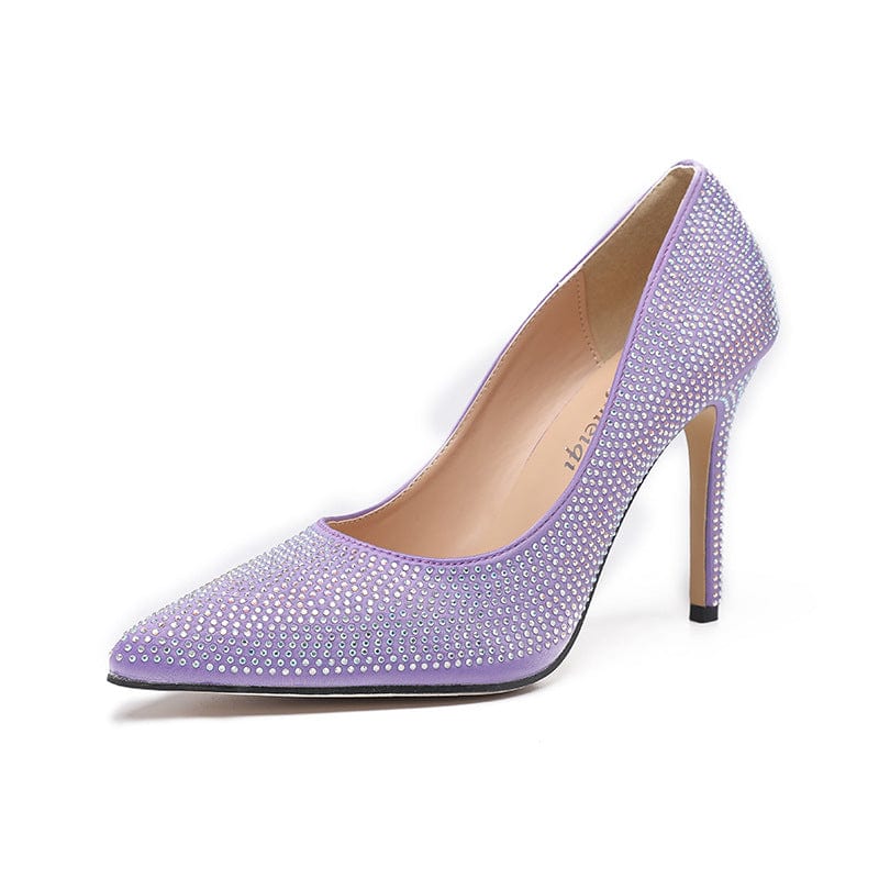 34 / violets S4656F New style high-heeled temperament rhinestone pointed toe ironed diamond stiletto women's wedding shoes