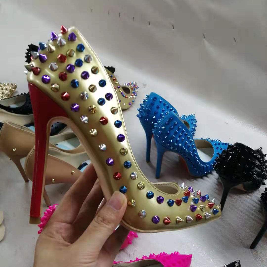 35 / 3 TX Spring and autumn all-match stilettos large size pointed toe multicolor high heel women's fashion single shoes stiletto