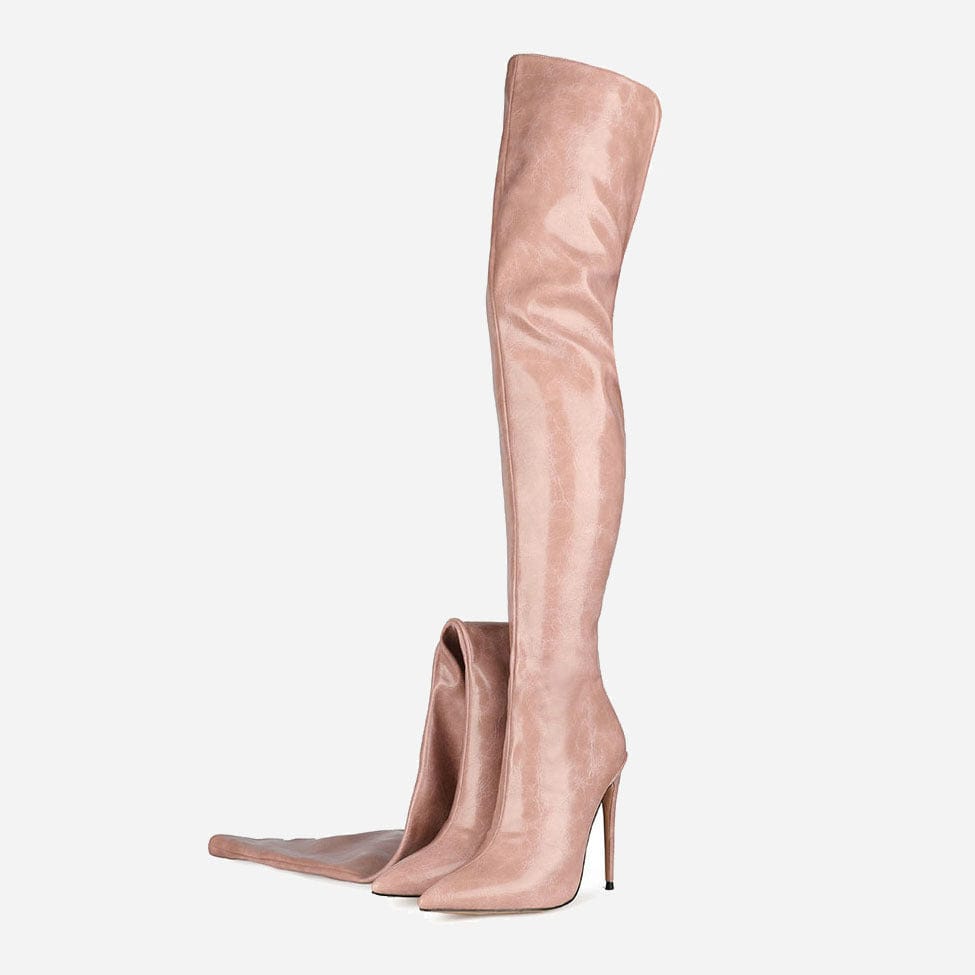 35 / 4 TX Latest New Stiletto High-Heel Over Knee Boots Back Zipper Silver Designer Fashion Women's Thigh High Boots