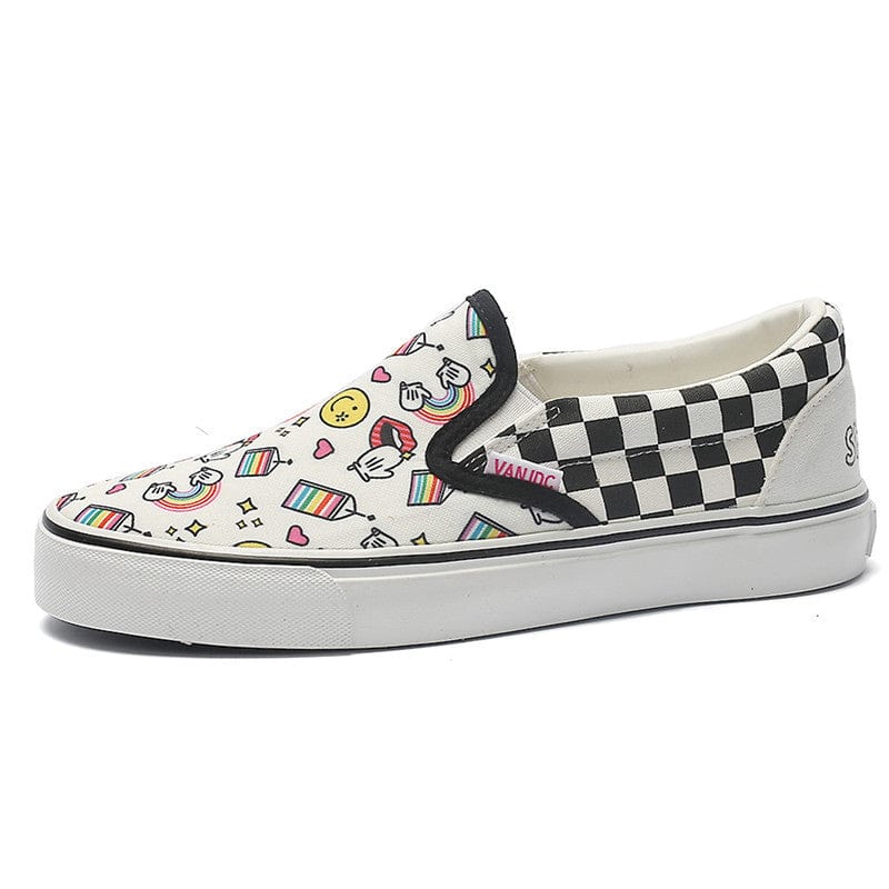 35 / black sh10604a Slip on sneakers printed canvas shoes classical flat sneaker for women
