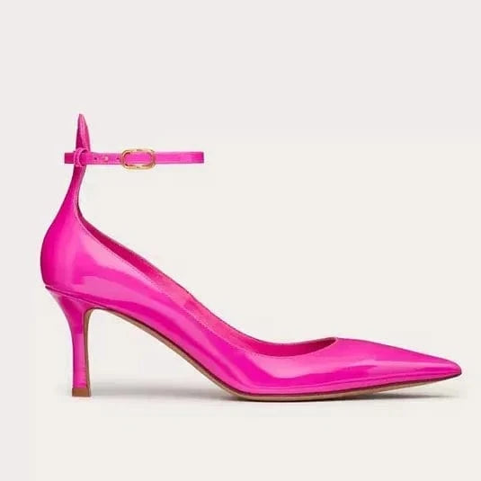 35 / Hot pink New Design PLUS SIZE Sexy Steel Toe hot pink thin high heel shoes Bridal club Pumps stiletto for women