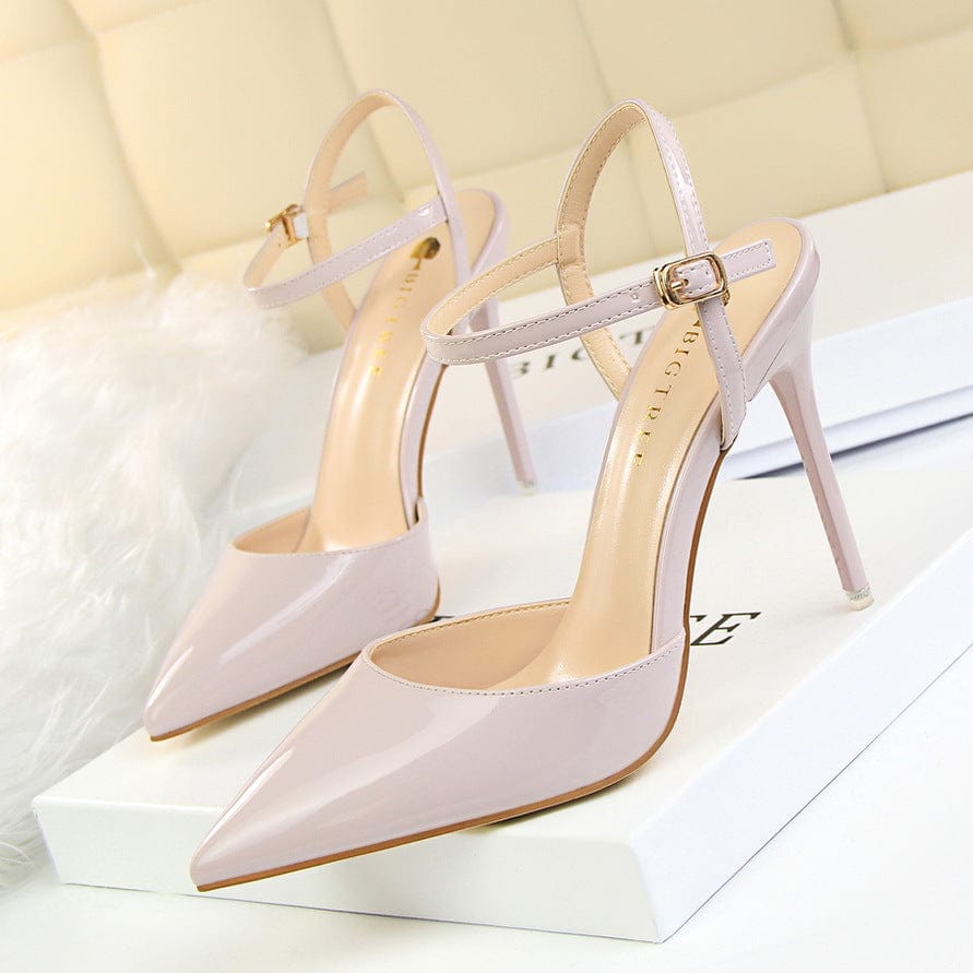 35 / Light purple S4681F Simple stiletto super high heel shallow mouth pointed toe patent leather sexy white women's wedding shoes