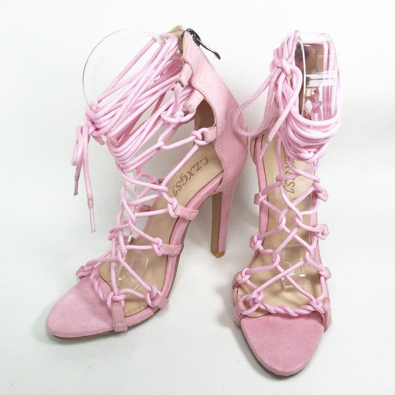 35 / Pink TX New Arrivals Low MOQ Comfortable Wear Solid Colors Latest Design high hills Shoes with thin straps