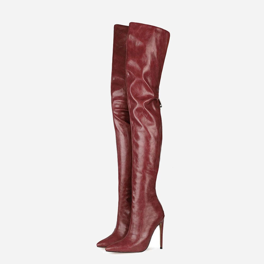 36 / 1 TX Latest New Stiletto High-Heel Over Knee Boots Back Zipper Silver Designer Fashion Women's Thigh High Boots