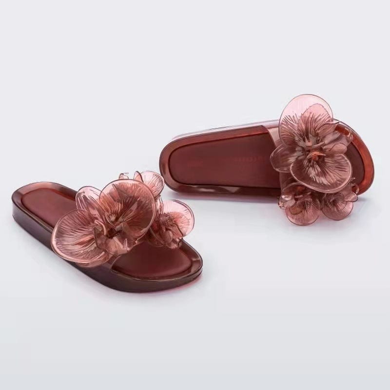 36 / 3 2022 new Women's Jelly color transparent flower style open toe slipper slides beach fashion quick dry sandal slippers