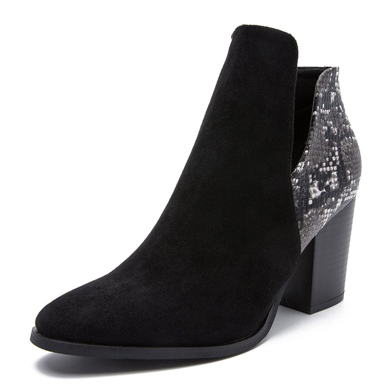 36 / Black Rome Style Mixed Black 2022 Colors PU Square Toe Soild Thin High Heel Zipper Mid-Calf Brown Boots 36-43 Women Shoes