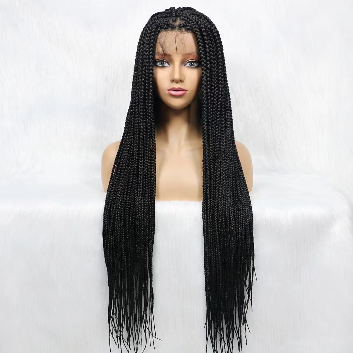 36 Inches / 1b high quality synthetic human hair wigs 360 full lace braid wigs wholesale
