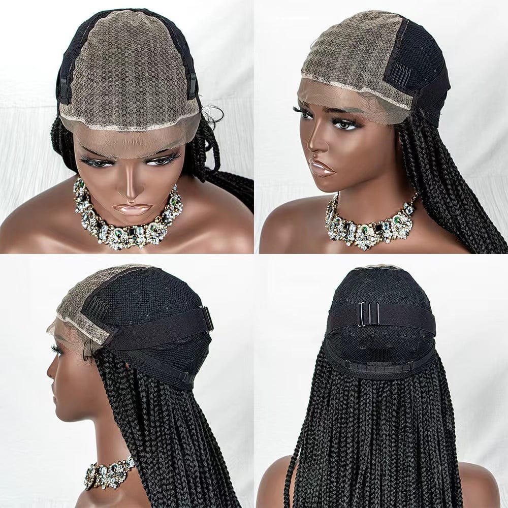 36 Inches / 1b wholesale hot 9X6 lace front new style braids wig high quality micro braiding synthetic hair lace front wigs