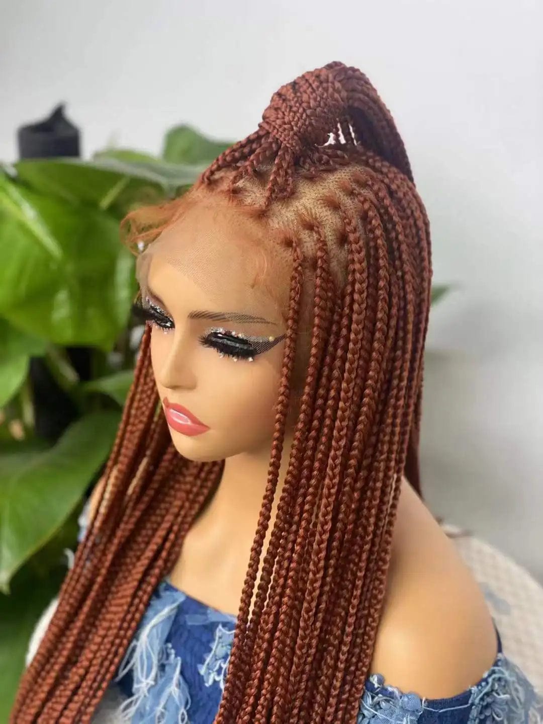 36 Inches / 4 Full Lace Front Knotless Box Braided Wigs Handmade Cornrow Synthetic Hair Box Braid Wig African Braided Lace Front Wigs Vendors
