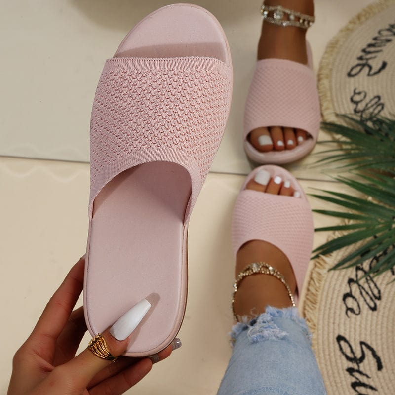 36 / Light PINK Sell very well in USA Woman fly Knitting weaving home indoor outdoor summer women sandals trending pink slippers for women