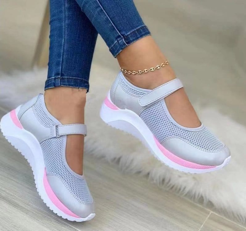 36 / Pink Round toe knitted platform sandals women's large size mesh Rome sneakers female casual shoes wholesale platform sandals