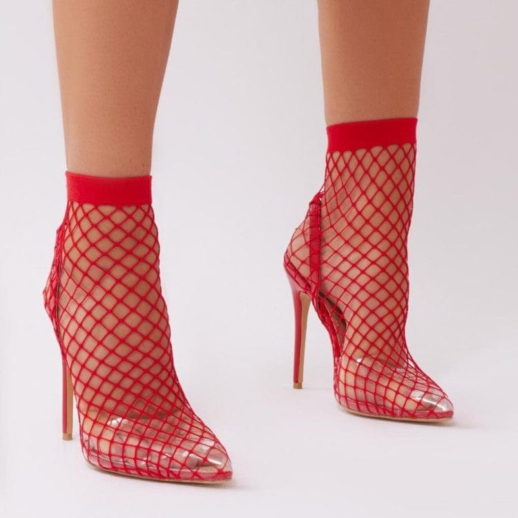 36 / Red TX Transparent sandals feminine pointed toe high heels stiletto summer mesh women's ladies sandals 2022
