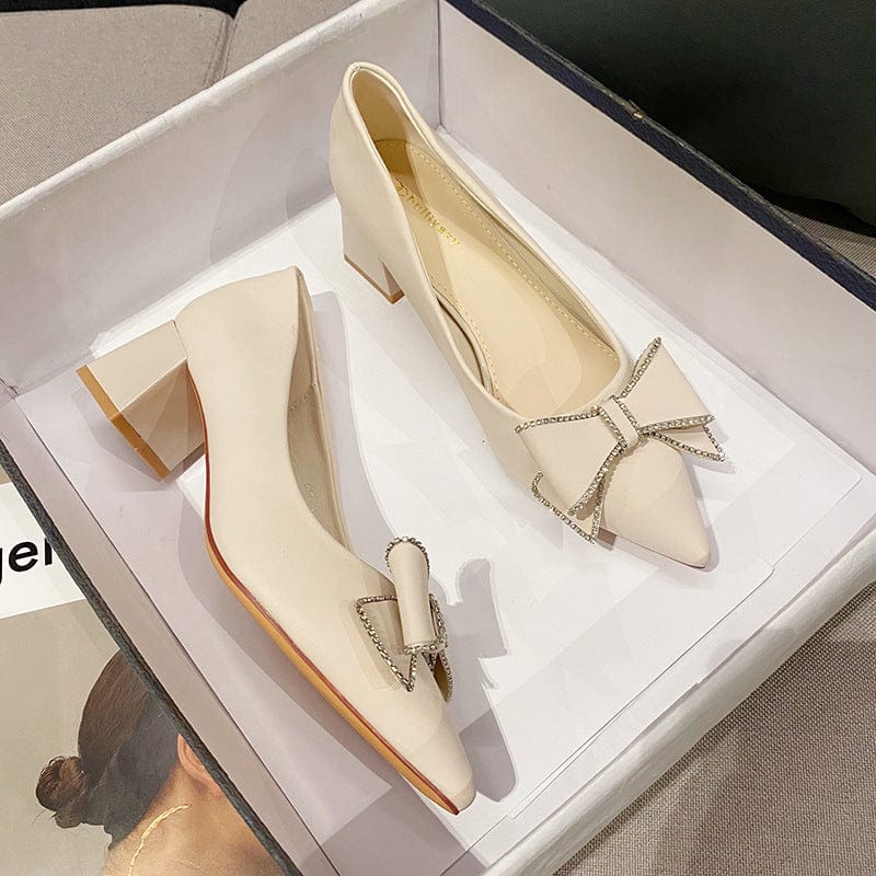 37 / Beige sh11795a New Spring Summer ladies shoes pointed toe Autumn Elegant Fashion 2023 women low heels shoes