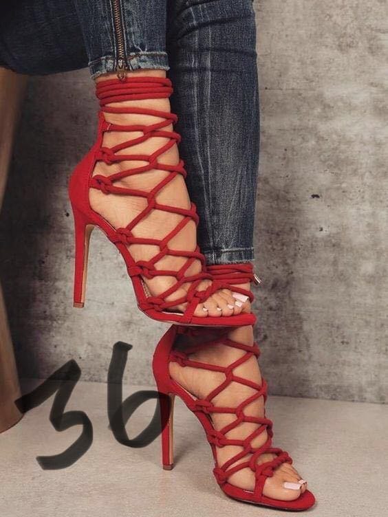 37 / Red TX New Arrivals Low MOQ Comfortable Wear Solid Colors Latest Design high hills Shoes with thin straps
