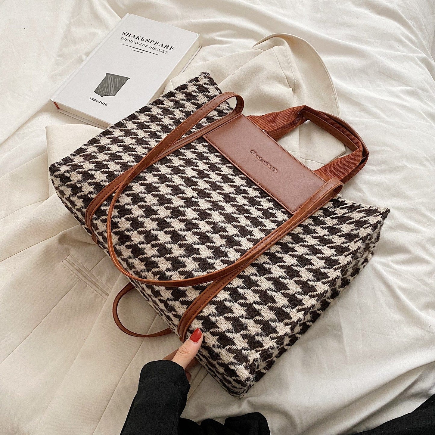 37cm*11cm*28cm / Bird-Plaid-Brown Hot Sale Plaid Bags Young Lady Fashion Large Tote Handbags Ladies Factory Designer Purses For Woman